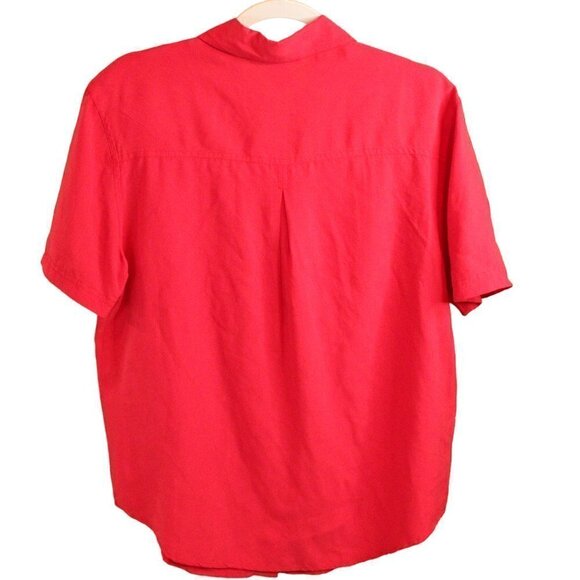 Vintage Anna and Frank 100% Silk Red Button Down Women’s Top Medium - Picture 2 of 5
